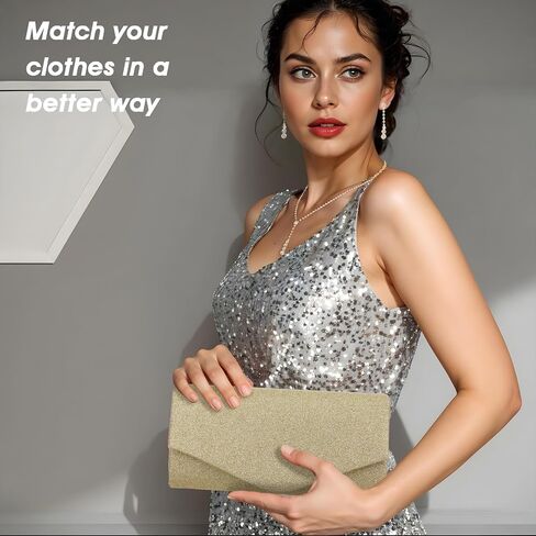 Yolev Prom Jewelry Set for Women Gold Clutch Purses for Women Formal Bride Jewelry Set for Wedding Day Include Gold Necklace, Earring and Bracelet for Brides Bridesmaids in Saudi Arabia