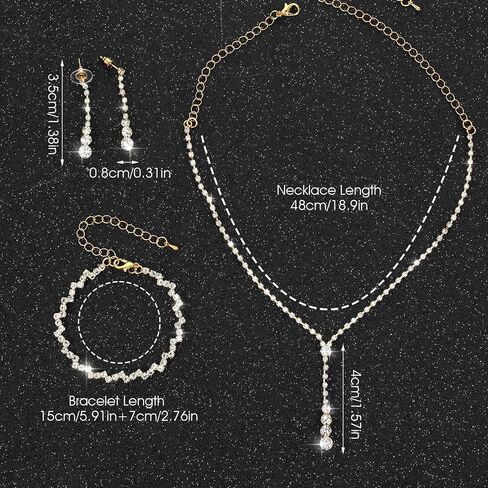 Yolev Prom Jewelry Set for Women Gold Clutch Purses for Women Formal Bride Jewelry Set for Wedding Day Include Gold Necklace, Earring and Bracelet for Brides Bridesmaids in Saudi Arabia