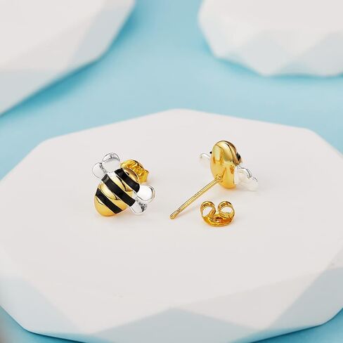 Ornaland Bee Studs Earrings Necklace Set for Women Cute Honey Bee Necklace Animal Fashion Dainty Cartilage Stud Earrings for Birthday Mother's Day Jewelry Gift in Saudi Arabia
