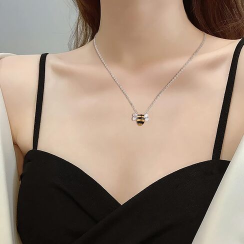 Ornaland Bee Studs Earrings Necklace Set for Women Cute Honey Bee Necklace Animal Fashion Dainty Cartilage Stud Earrings for Birthday Mother's Day Jewelry Gift in Saudi Arabia