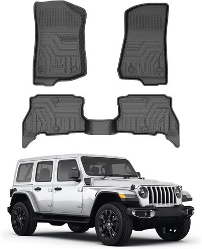 Mixsuper Floor Mats for Jeep Wrangler 4XE 2021-2024 (Not for 2 Door or JL Unlimited Models) All Weather Floor Liners 2 Row Set Black in Kuwait