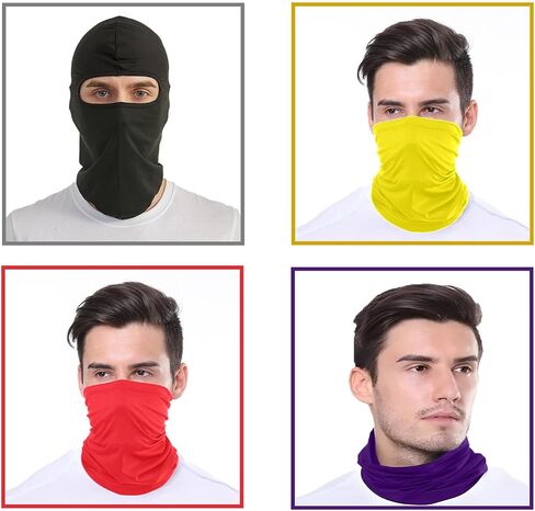 4 حزمة من Balaclava في الهواء الطلق ركوب الدراجة أغطية رأس دراجة نارية قبعة التزلج على القناع (أزرق ، رمادي داكن) in Kuwait