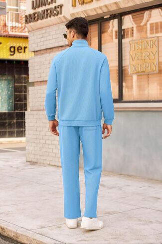 COOFANDY Men's Tracksuit 2 Piece Relaxed Fit Half-zip Sweatsuits Athletic Running Jogging Suit Sets in Saudi Arabia