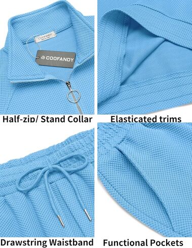 COOFANDY Men's Tracksuit 2 Piece Relaxed Fit Half-zip Sweatsuits Athletic Running Jogging Suit Sets in Saudi Arabia
