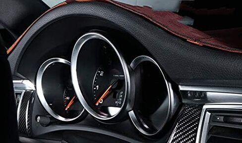 Xotic Tech Dashboard Gauge Meter المحيط بإطار الدائري أغطية تقليم متوافق مع Porsche Macan 2014-Up ، Cayman Boxster 981/982/718 2012-2018 (Silver)-3pcs in Kuwait