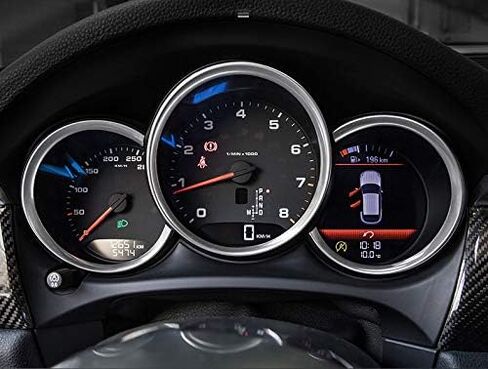 Xotic Tech Dashboard Gauge Meter المحيط بإطار الدائري أغطية تقليم متوافق مع Porsche Macan 2014-Up ، Cayman Boxster 981/982/718 2012-2018 (Silver)-3pcs in Kuwait