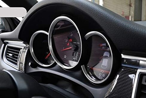 Xotic Tech Dashboard Gauge Meter المحيط بإطار الدائري أغطية تقليم متوافق مع Porsche Macan 2014-Up ، Cayman Boxster 981/982/718 2012-2018 (Silver)-3pcs in Kuwait