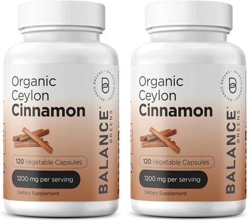 BalanceBreens معتمدة من Ceylon Cinnamon 1200mg ملحق - 120 كبسولات الخضار - دعم وظائف القلب والدماغ - لا يوجد حبوب حشو (حزمة 1) in Kuwait