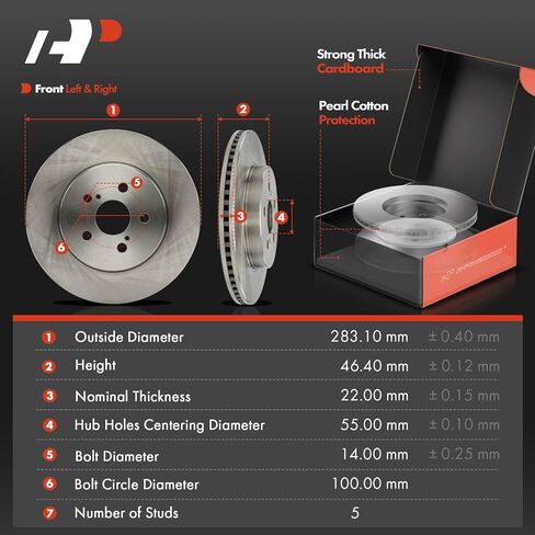 A-Premium Front Vented and Rear Solid Disc Brake Rotors + Ceramic Pads Kit Compatible with Select Toyota Models - Corolla 2019 2020 2021 2022, 12-PC Set in Saudi Arabia