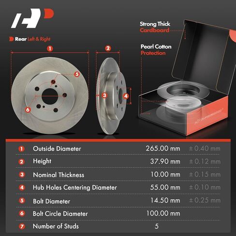 A-Premium Front Vented and Rear Solid Disc Brake Rotors + Ceramic Pads Kit Compatible with Select Toyota Models - Corolla 2019 2020 2021 2022, 12-PC Set in Saudi Arabia