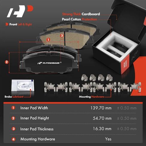 A-Premium Front Vented and Rear Solid Disc Brake Rotors + Ceramic Pads Kit Compatible with Select Toyota Models - Corolla 2019 2020 2021 2022, 12-PC Set in Saudi Arabia
