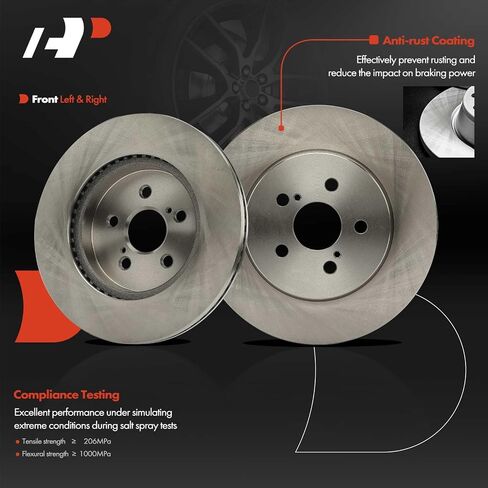 A-Premium Front Vented and Rear Solid Disc Brake Rotors + Ceramic Pads Kit Compatible with Select Toyota Models - Corolla 2019 2020 2021 2022, 12-PC Set in Saudi Arabia