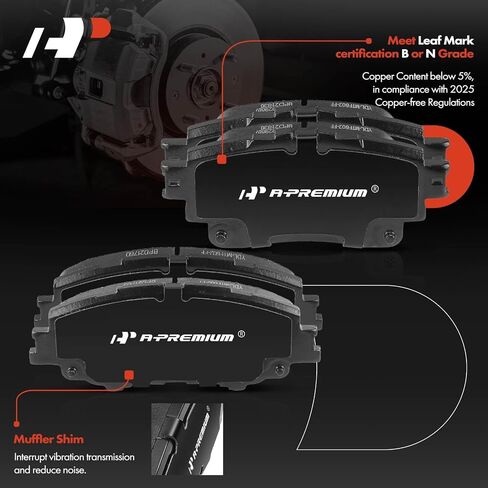 A-Premium Front Vented and Rear Solid Disc Brake Rotors + Ceramic Pads Kit Compatible with Select Toyota Models - Corolla 2019 2020 2021 2022, 12-PC Set in Saudi Arabia
