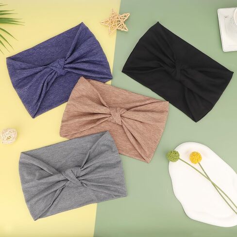 DRESHOW 4 Pack Turban Headbands for Women Wide Vintage Head Wraps Knotted Cute Hair Band Accessories in Saudi Arabia