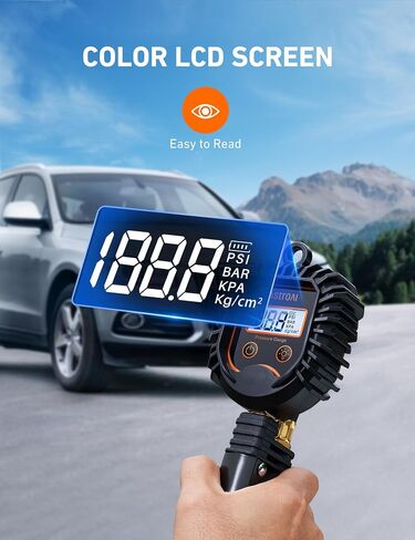 AstroAI Digital Tire Inflator with Pressure Gauge, 250PSI Air Chuck and Compressor Accessories Heavy Duty Tire Pressure Gauge Compatible with Bicycle/Truck/SUV/Motorcyle/RV in Saudi Arabia