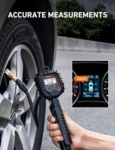AstroAI Digital Tire Inflator with Pressure Gauge, 250PSI Air Chuck and Compressor Accessories Heavy Duty Tire Pressure Gauge Compatible with Bicycle/Truck/SUV/Motorcyle/RV in Saudi Arabia