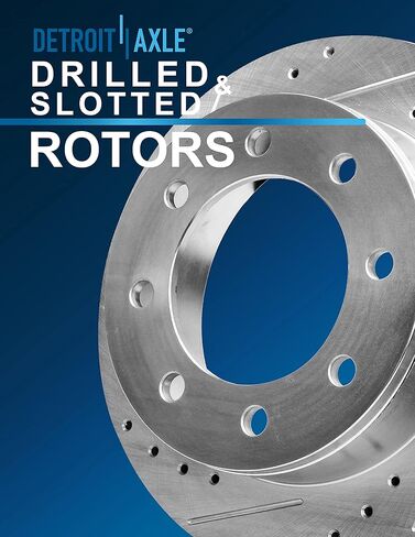 Detroit Axle - Brake Kit for Chevrolet GMC Silverado Sierra 3500 HD Drilled & Slotted Brake Rotors and Ceramic Brakes Pads Replacement: 12.8" inch Front & Rear Rotors in Saudi Arabia