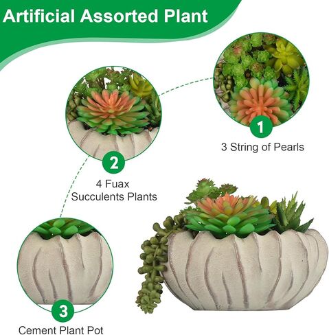 النباتات الاصطناعية النضرة في أواني الأسمنت - تزيين منزلك ومكتبك مع المزارعين النضرة المتنوعة in Kuwait