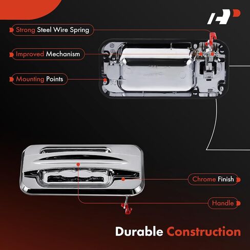 A-Premium Rear Right Passenger Side Exterior Door Handle Compatible with Hummer H2 2003-2009, Chrome in Saudi Arabia