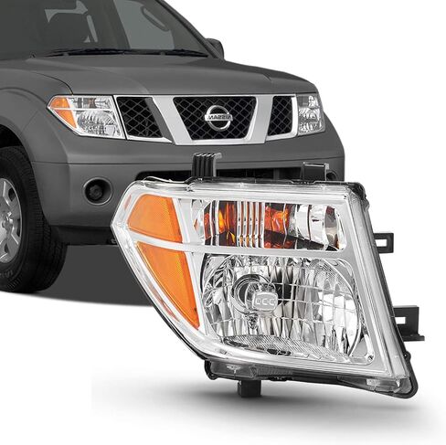 Akkon-Pair Chrome Meadlights تناسب 2005-2008 Frontier 2005-2007 Pathfinder [نماذج الهالوجين] استبدال اليسار + اليمين in Kuwait