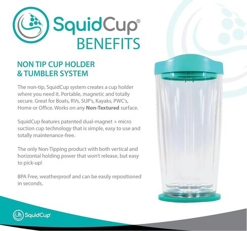 Non Tip Boat Cup Holder & Tumbler System, Portable, Double Wall Insulated, Magnetic & Suction for SUP's, Kayaks, RVs, ATV, Garage and More in Saudi Arabia
