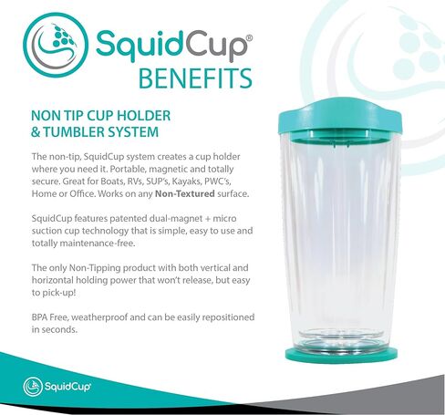 Non Tip Boat Cup Holder & Tumbler System, Portable, Double Wall Insulated, Magnetic & Suction for SUP's, Kayaks, RVs, ATV, Garage and More in Kuwait