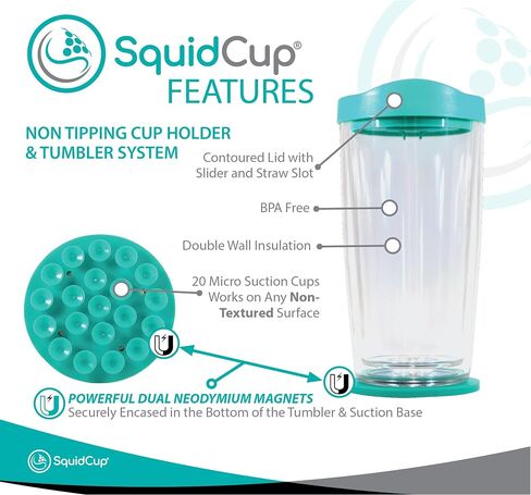 Non Tip Boat Cup Holder & Tumbler System, Portable, Double Wall Insulated, Magnetic & Suction for SUP's, Kayaks, RVs, ATV, Garage and More in Saudi Arabia