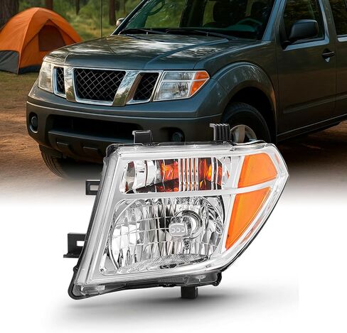 AKKON - Pair Chrome Headlights Fits 2005-2008 Frontier 2005-2007 Pathfinder [Halogen Models] Replacement Left + Right in Saudi Arabia