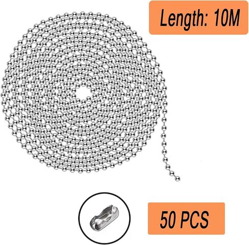 #10 سلسلة كرة بالخرز (4.5 ملم) - مقاطع موصل على 16.4 قدمًا و 8pcs لسلسلة الظل الأسطورية ، الستائر النافذة العمودية ، سلسلة علامة الكلاب ، مشاريع DIY ، السباكة وعلم المعدات الصناعية in Kuwait