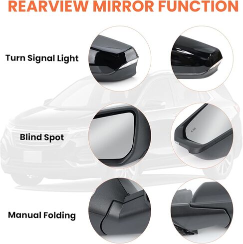 مرآة جانبية للركاب متوافقة مع 2018 2018 2020 2021 2022 2023 2024 Chevy Expenox GMC Terrain Mirrors with Power Glass Dating Swit Scot Plud Spot Plugs #84225387 (White) 8 Pins in Kuwait