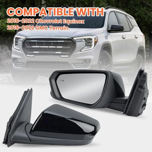مرآة جانبية للركاب متوافقة مع 2018 2018 2020 2021 2022 2023 2024 Chevy Expenox GMC Terrain Mirrors with Power Glass Dating Swit Scot Plud Spot Plugs #84225387 (White) 8 Pins in Kuwait