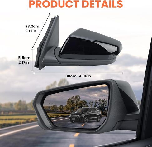 مرآة جانبية للركاب متوافقة مع 2018 2018 2020 2021 2022 2023 2024 Chevy Expenox GMC Terrain Mirrors with Power Glass Dating Swit Scot Plud Spot Plugs #84225387 (White) 8 Pins in Kuwait