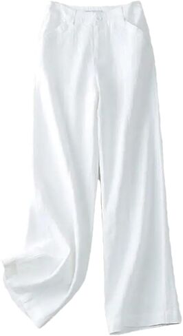 Women's Solid Color Buttoned Wide Leg Pants Loose High Waist Straight Pants in Saudi Arabia