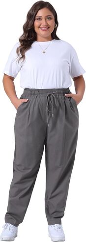 Agnes Orinda Plus Size Pants for Women Straight Leg Drawstring Elastic Work Loose Comfy Trousers with Pockets in Saudi Arabia