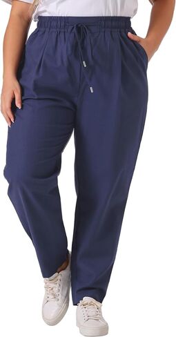 Agnes Orinda Plus Size Pants for Women Straight Leg Drawstring Elastic Work Loose Comfy Trousers with Pockets in Saudi Arabia