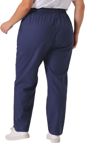 Agnes Orinda Plus Size Pants for Women Straight Leg Drawstring Elastic Work Loose Comfy Trousers with Pockets in Saudi Arabia