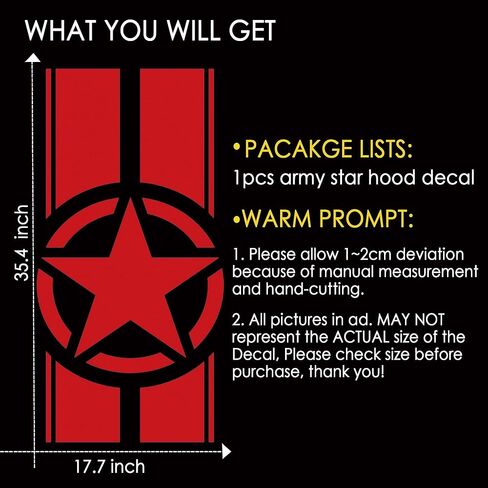 ملصق هود نجم الجيش الأمريكي ، شارات الفينيل العسكرية لبيك آب شاحنات شاحنة سيارات الدفع الرباعي على الطريق ، رسومات سيارة خطوط لجانب الجسم ، 1 pcs 35.4x17.7 بوصة (أسود) in Kuwait