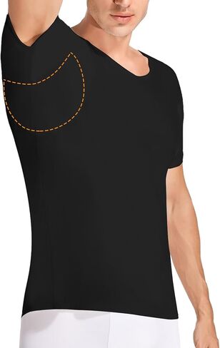 MISS MOLY Men's Sweatproof Undershirt V Neck Sweat Proof Shirt with Underarm Sweat Pads Moisture Wicking T-Shirt in Saudi Arabia