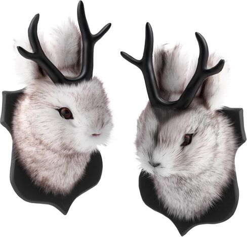 2 Pack 13" The Elk Plush Stuffed Animal Walltoy Wall Mount Plush Stuffed Animal Taxidermy Head for Christmas Home Wall Decoration (Jackalope) in Kuwait