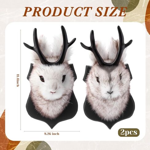 2 Pack 13" The Elk Plush Stuffed Animal Walltoy Wall Mount Plush Stuffed Animal Taxidermy Head for Christmas Home Wall Decoration (Jackalope) in Kuwait