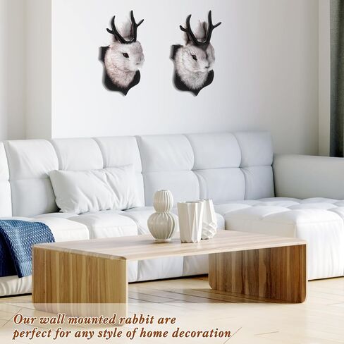 2 Pack 13" The Elk Plush Stuffed Animal Walltoy Wall Mount Plush Stuffed Animal Taxidermy Head for Christmas Home Wall Decoration (Jackalope) in Kuwait