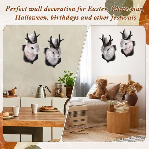2 Pack 13" The Elk Plush Stuffed Animal Walltoy Wall Mount Plush Stuffed Animal Taxidermy Head for Christmas Home Wall Decoration (Jackalope) in Kuwait