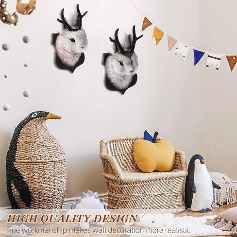 2 Pack 13" The Elk Plush Stuffed Animal Walltoy Wall Mount Plush Stuffed Animal Taxidermy Head for Christmas Home Wall Decoration (Jackalope) in Kuwait