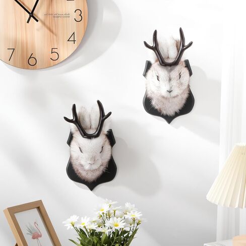 2 Pack 13" The Elk Plush Stuffed Animal Walltoy Wall Mount Plush Stuffed Animal Taxidermy Head for Christmas Home Wall Decoration (Jackalope) in Kuwait