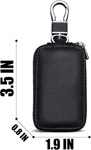 BESULEN Car Key Case Holder, Leather Car Key Chain Bag Car Remote Key Fob Holder, Auto Smart Key Fob Case Key Pouch with Keychain, Keychain Protector Case Car Accessories (Black) in Saudi Arabia
