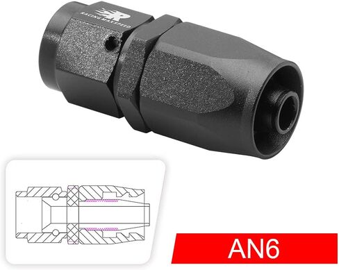 6AN Straight Swivel Hose End Fitting for Braided Fuel Line Aluminum Black 4PCS in Saudi Arabia