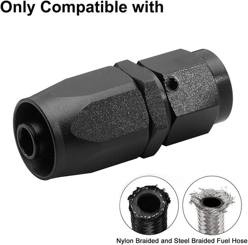 6AN Straight Swivel Hose End Fitting for Braided Fuel Line Aluminum Black 4PCS in Saudi Arabia