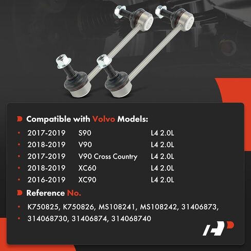 A-Premium 2 X Front Sway Bar Links Bar Bar Bar ، متوافقة مع Volvo XC60 2018-2019 ، XC90 2016-2019 ، S90 2017-2019 ، V90 2018-2019 ، V90 Cross Country 2017-2019 ، 2.0L. in Saudi Arabia