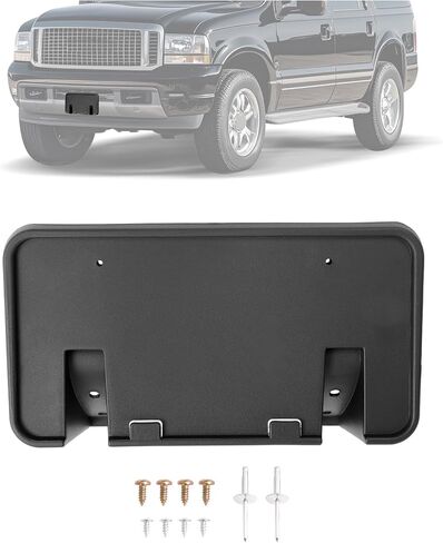 حامل لوحة الترخيص الأمامي قوس متوافق مع 1999-2004 Ford F-250 F-350 F-450 F-550 Super Duty Record Plate Plate Prames Prames Presidents for F81Z17A385AA Black Blastic in Saudi Arabia