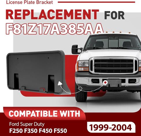 حامل لوحة الترخيص الأمامي قوس متوافق مع 1999-2004 Ford F-250 F-350 F-450 F-550 Super Duty Record Plate Plate Prames Prames Presidents for F81Z17A385AA Black Blastic in Saudi Arabia